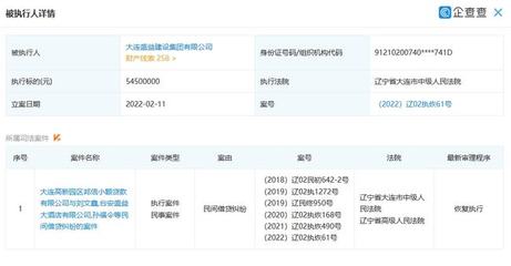 大連盛益建設(shè)集團(tuán)成被執(zhí)行人 執(zhí)行標(biāo)的為5450萬元